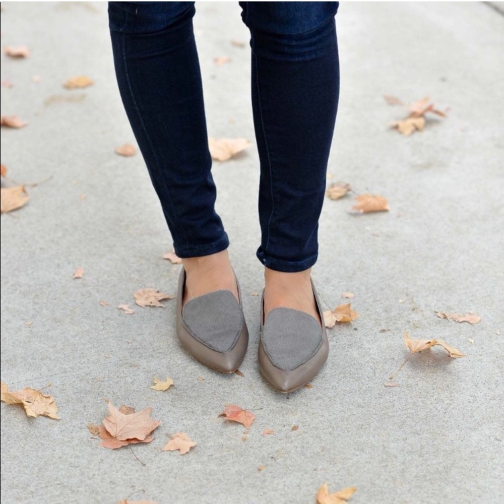 Madewell Lou Leather Loafer Sip On Shoes in Smoked Graphite Calf Hair 8.5